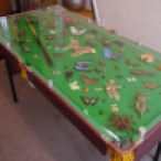An arthropod-covered snooker table